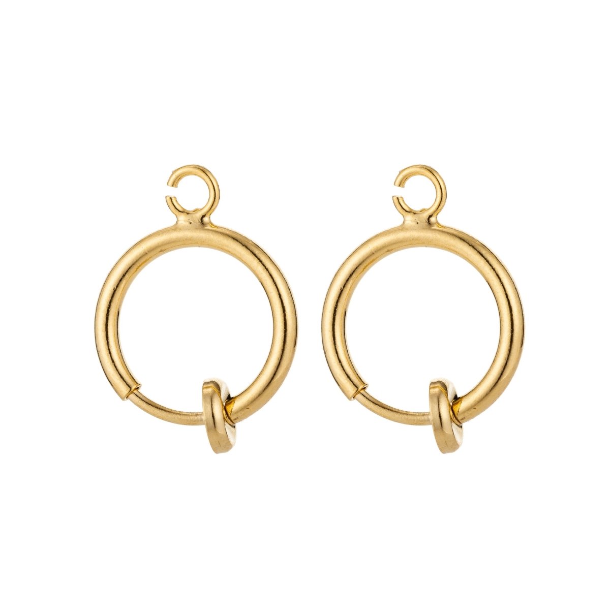 Clip On Earrings Gold Filled / White Gold Earring 12mm No Piercing Hoop Small Spring Clip on Earrings Ear Cuff One Touch open link L-508~L-511 - DLUXCA