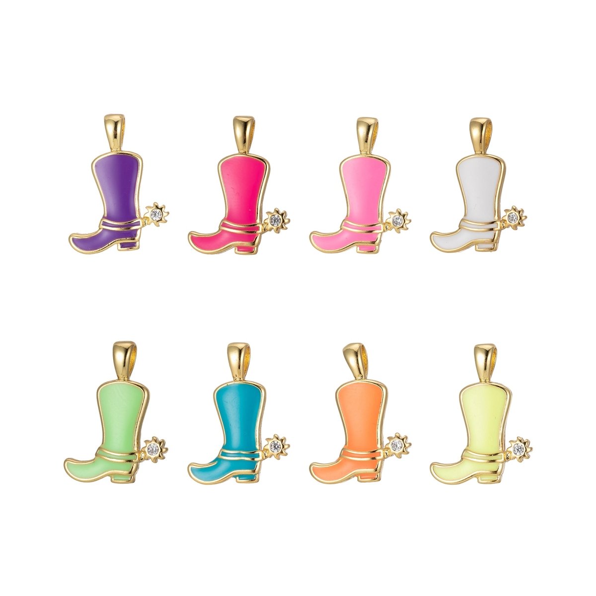 Colorful Cowboy Cowgirl Boot Enamel Charm Pendant Shoes Wild West Inspired H-023 H-033 J-840 - J-847 - DLUXCA