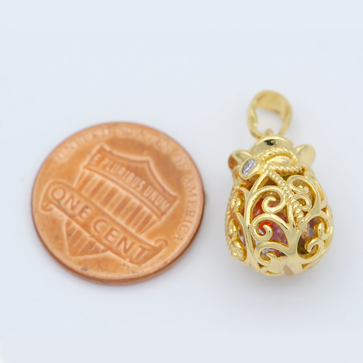 Colorful Crystal Gemstone Charm Cage, Dainty Pendant for Minimalist jewelry Supply I-035 - DLUXCA