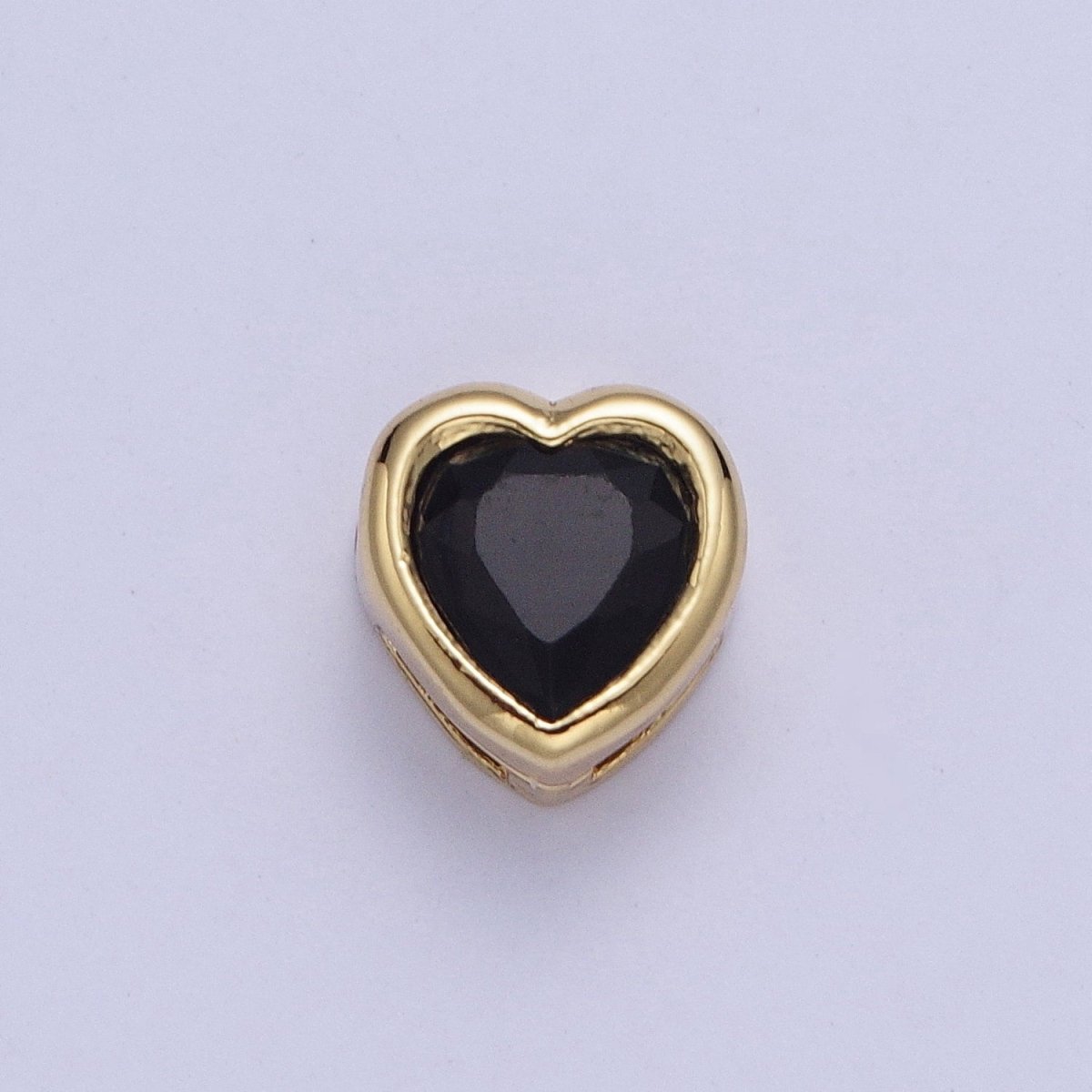 Colorful Cubiz Zirconia Heart Gold Bezel Beads - 7mm Dainty Bright 3D Love Jewelry Gold Filled Love Beads spacer for Bracelet Necklace Supply W-912-W-919 - DLUXCA