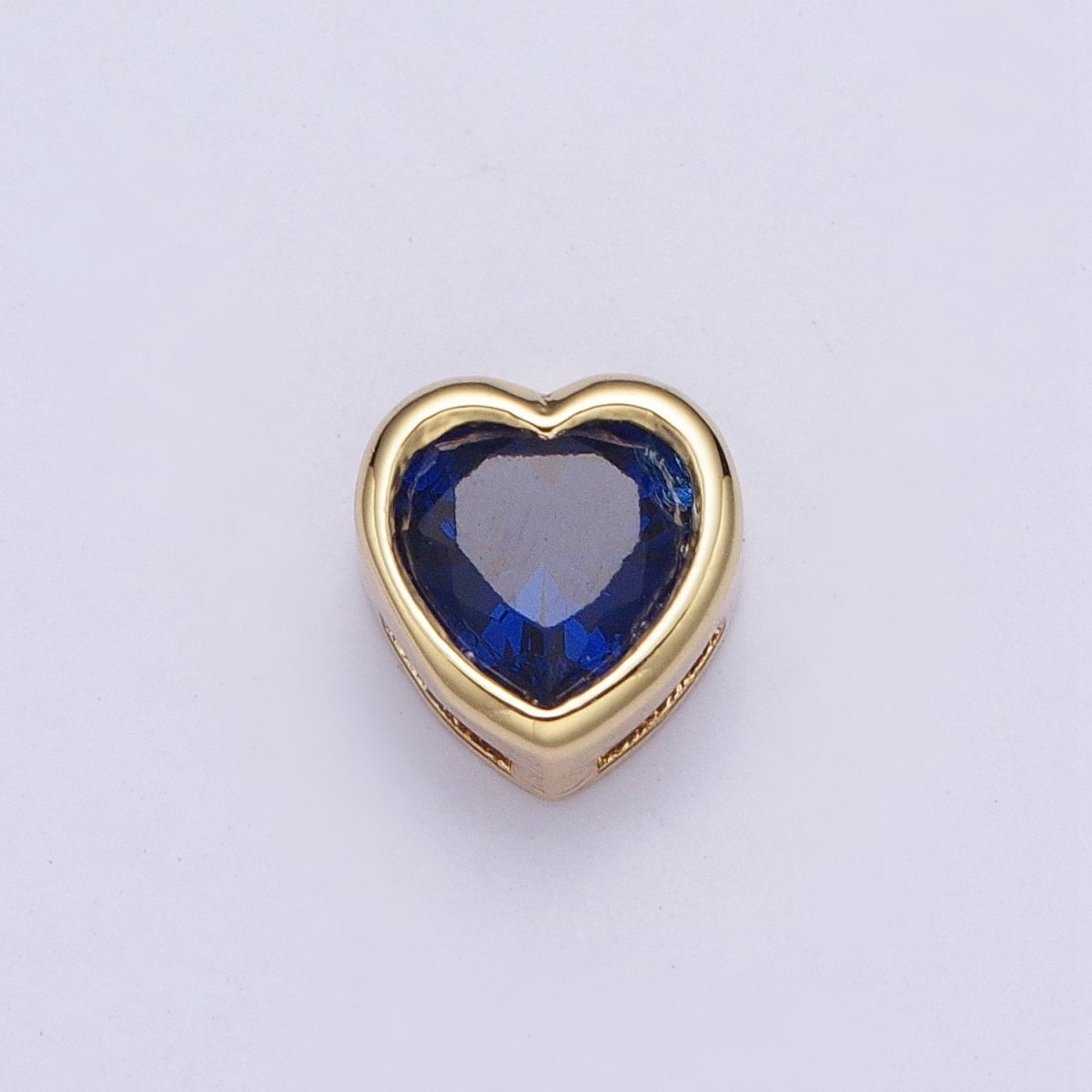 Colorful Cubiz Zirconia Heart Gold Bezel Beads - 7mm Dainty Bright 3D Love Jewelry Gold Filled Love Beads spacer for Bracelet Necklace Supply W-912-W-919 - DLUXCA