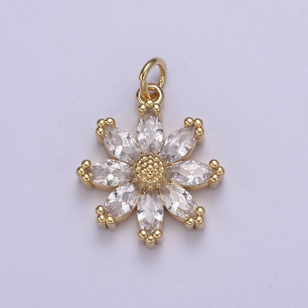 Colorful CZ Crystal Daisy Flower Charm Elegant Minimalist Floral Charm for Earring Bracelet Necklace Supply N-438 - N-443 - DLUXCA