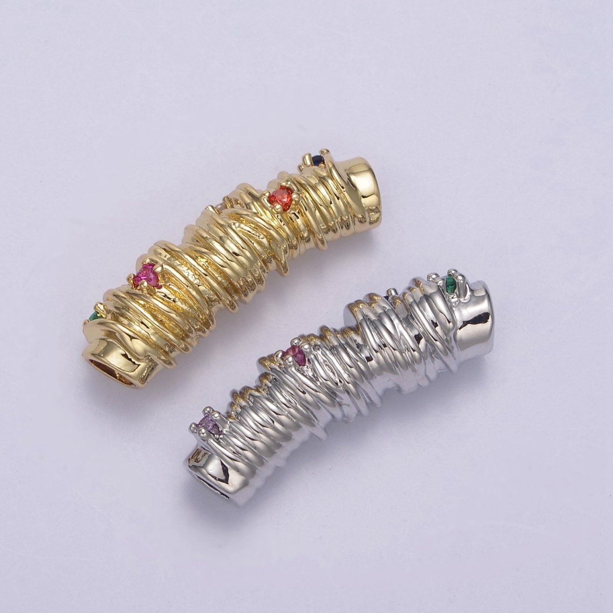 Colorful CZ Gold Tube Micro Pave Spacer Bar Micro Pave Bead Spacer Separator for Bracelet Necklace Supply | B-080 B-161 - DLUXCA