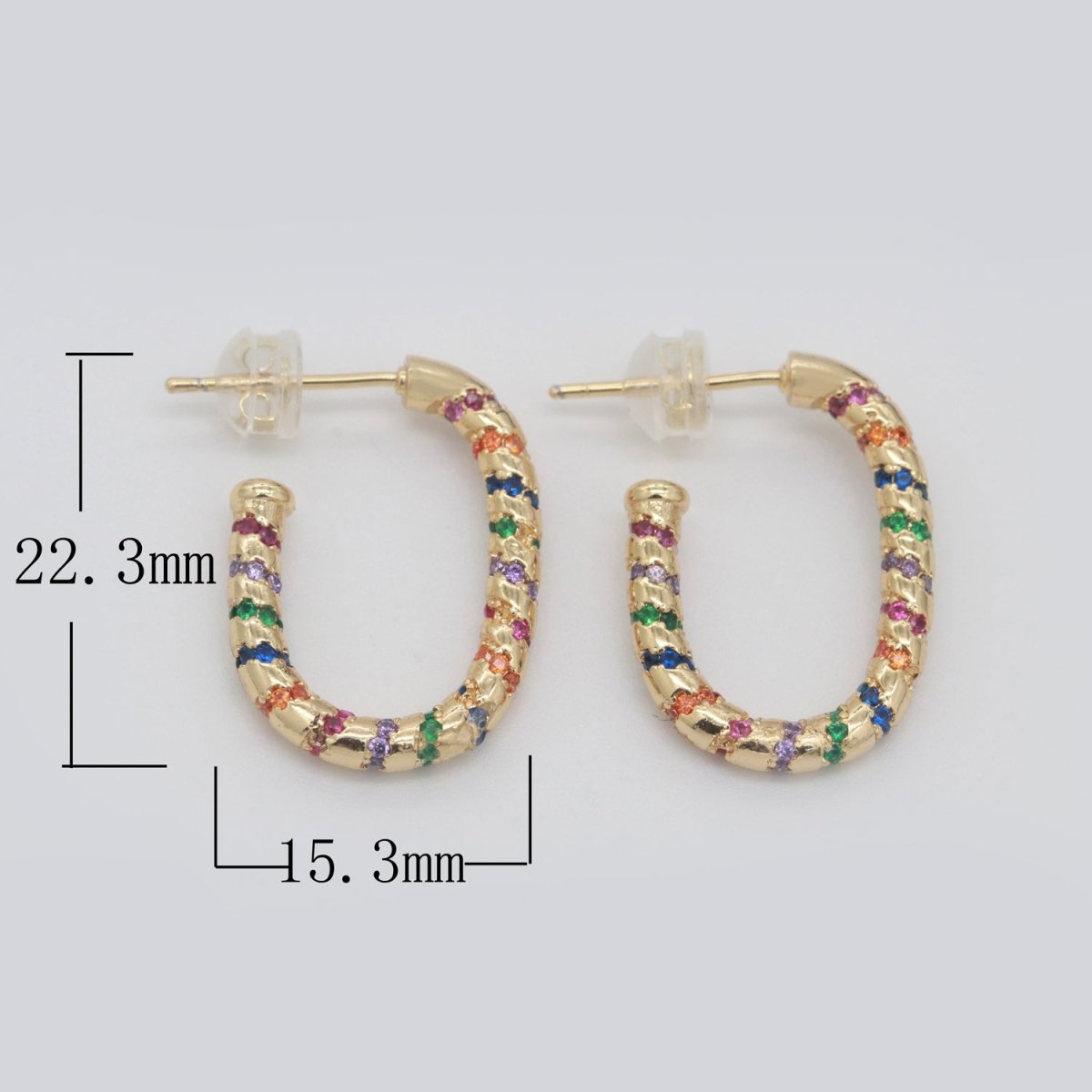 Colorful Cz Hoop Earring Multi Color Cz Hoop Earring for Statement Jewelry Christmas Gift T-156 - DLUXCA