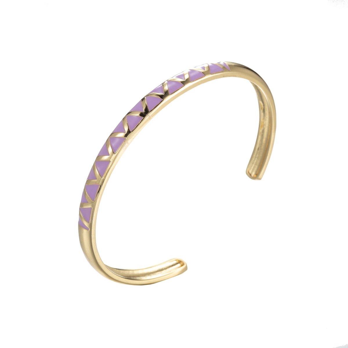 Colorful Enamel Adjustable Bangle Bracelet, 18K Gold Filled Enamel Open Bracelet, stacking bracelet | WA-046 to WA-054 Clearance Pricing - DLUXCA