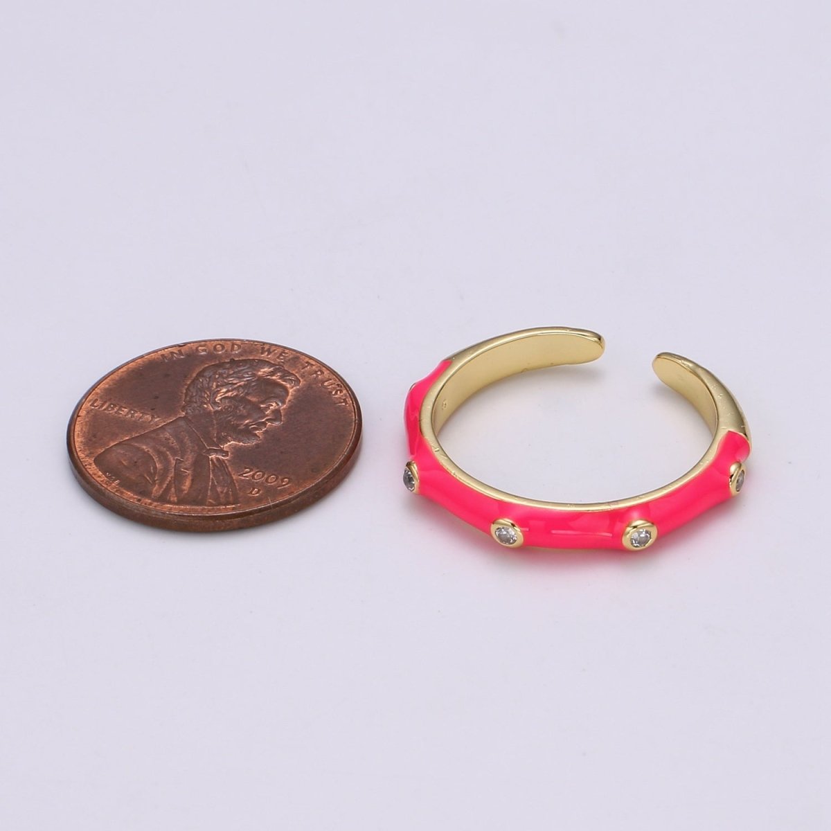 Colorful Enamel Ring | Multicolor Enamel Band Rainbow Ring | Enamel Stacking Ring Open Ring Adjustable Ring Black Pink Green White Neon Ring O-271 O-272 R-287 ~ R-294 - DLUXCA
