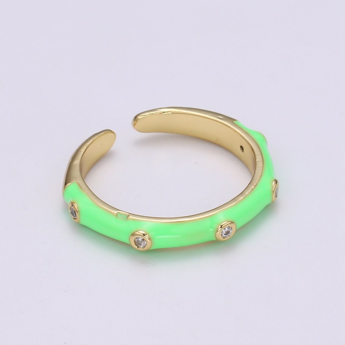 Colorful Enamel Ring | Multicolor Enamel Band Rainbow Ring | Enamel Stacking Ring Open Ring Adjustable Ring Black Pink Green White Neon Ring O-271 O-272 R-287 ~ R-294 - DLUXCA