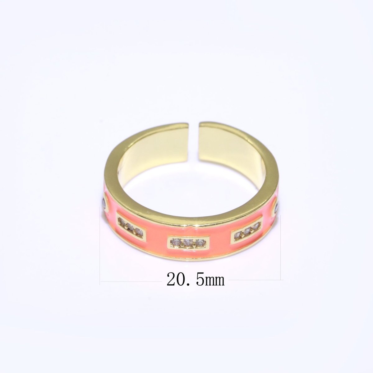 Colorful Enamel Ring | Multicolor Gold Filled Band Rainbow Ring | Enamel Stacking Ring Open Ring Adjustable Ring Black Pink Green White Neon Ring O-514 ~ O-523 - DLUXCA