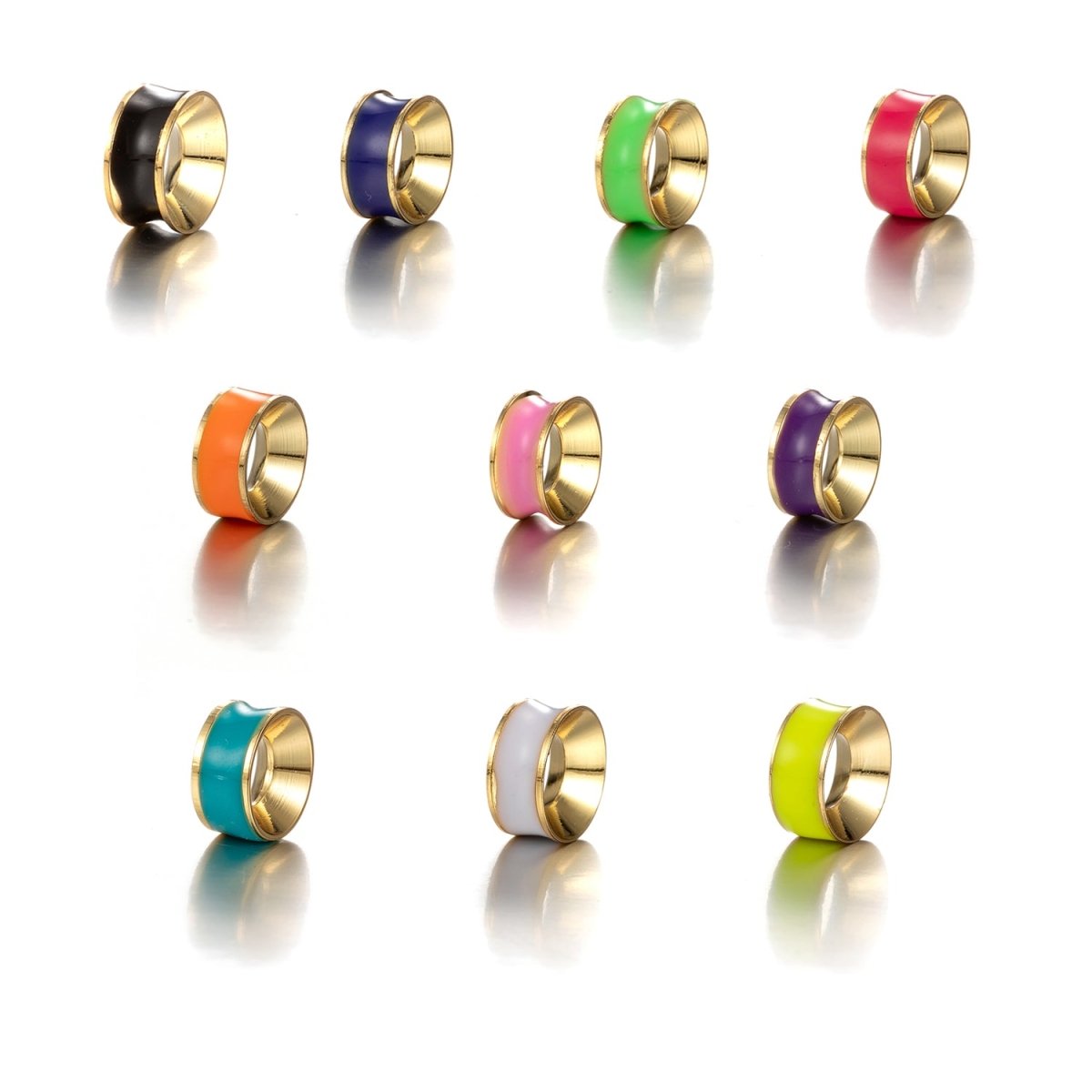Colorful Enamel Rondelle Beads Spacer for Necklace Bracelet Charm Black Blue Pink Green Orange Teal White Yellow B-493 B-494 B-497 B-500 B-501 B-822 B-823 B-824 B-825 B-826 - DLUXCA