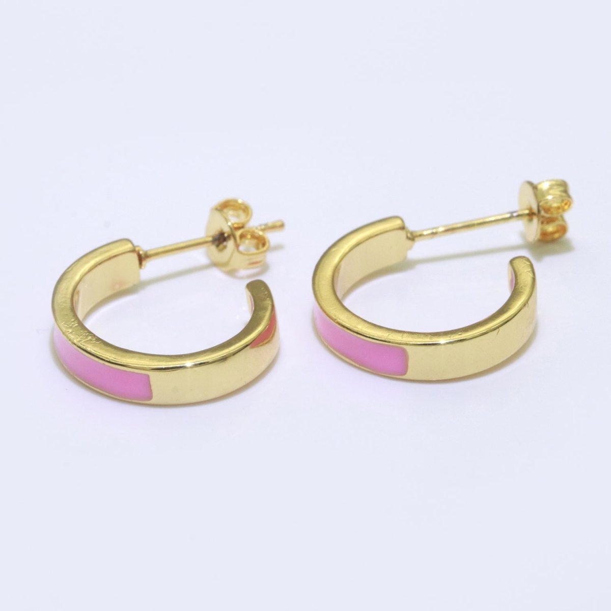 Colorful Enamel Round Ring Push Back Earring, Enamel Hoop Earrings, Colorful Enamel Gold Earring for Christmas Gift Party T-072 ~ T-081 - DLUXCA