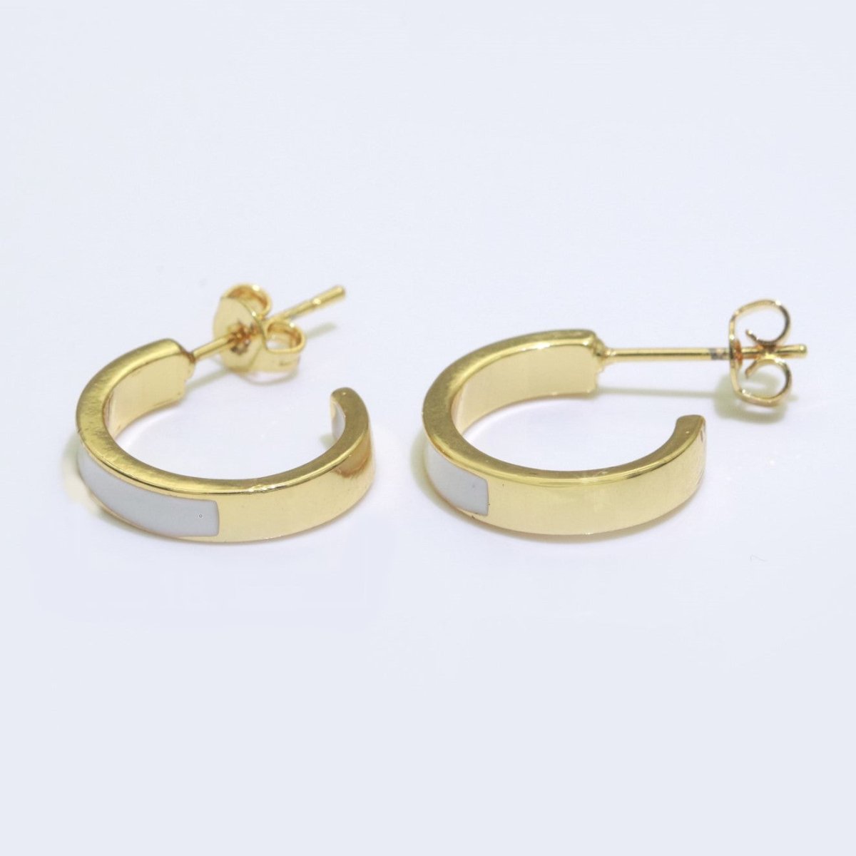 Colorful Enamel Round Ring Push Back Earring, Enamel Hoop Earrings, Colorful Enamel Gold Earring for Christmas Gift Party T-072 ~ T-081 - DLUXCA