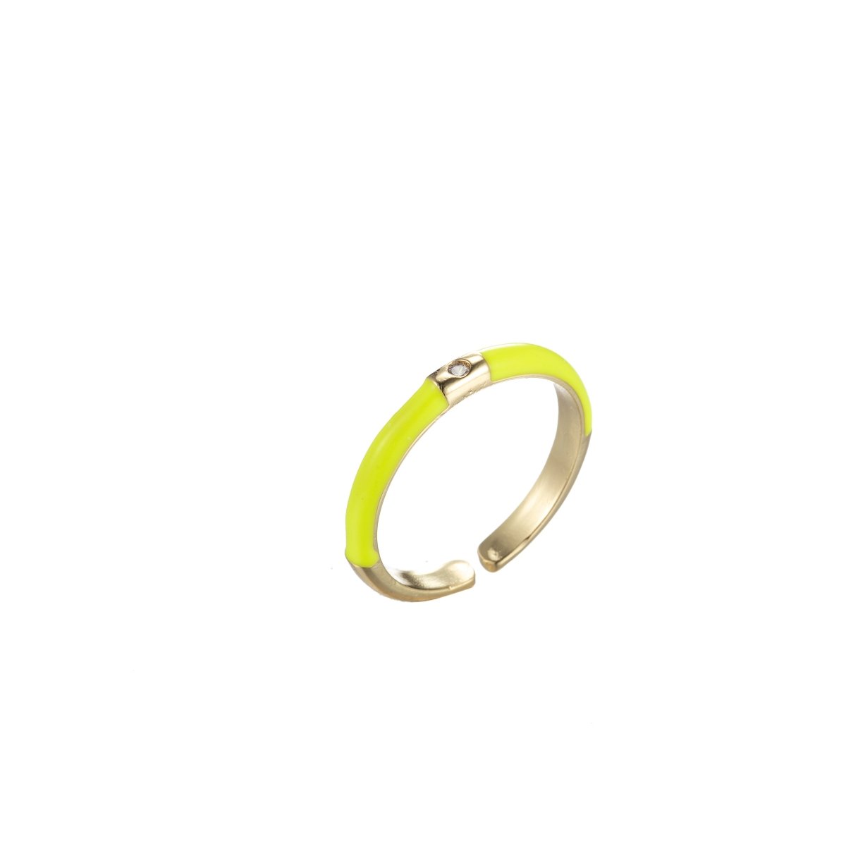 Colorful Enamel Stack Rings Gold Filled with Charming Cubic Zirconia Minimalist Fashion Jewelry O-860~O-869 - DLUXCA