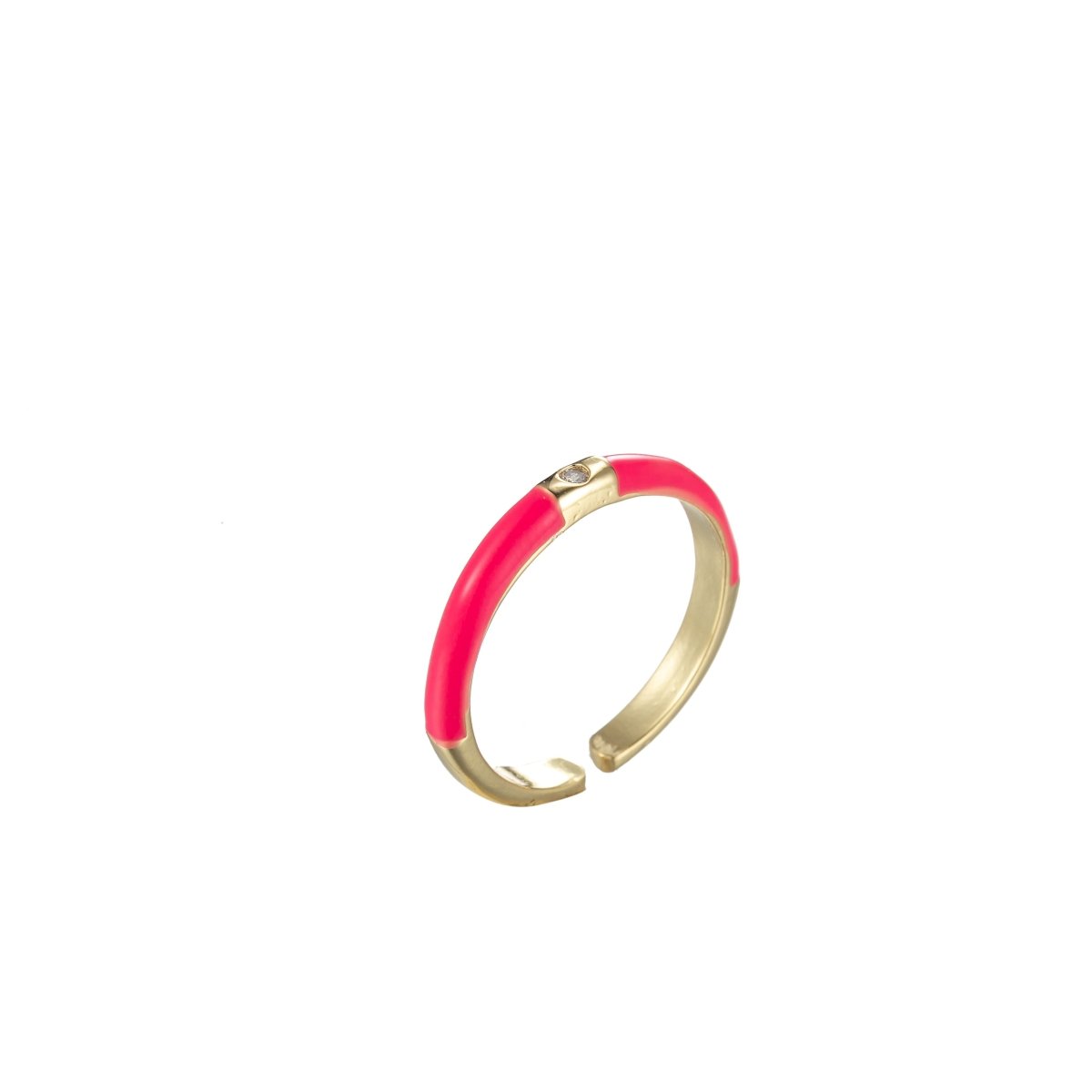 Colorful Enamel Stack Rings Gold Filled with Charming Cubic Zirconia Minimalist Fashion Jewelry O-860~O-869 - DLUXCA