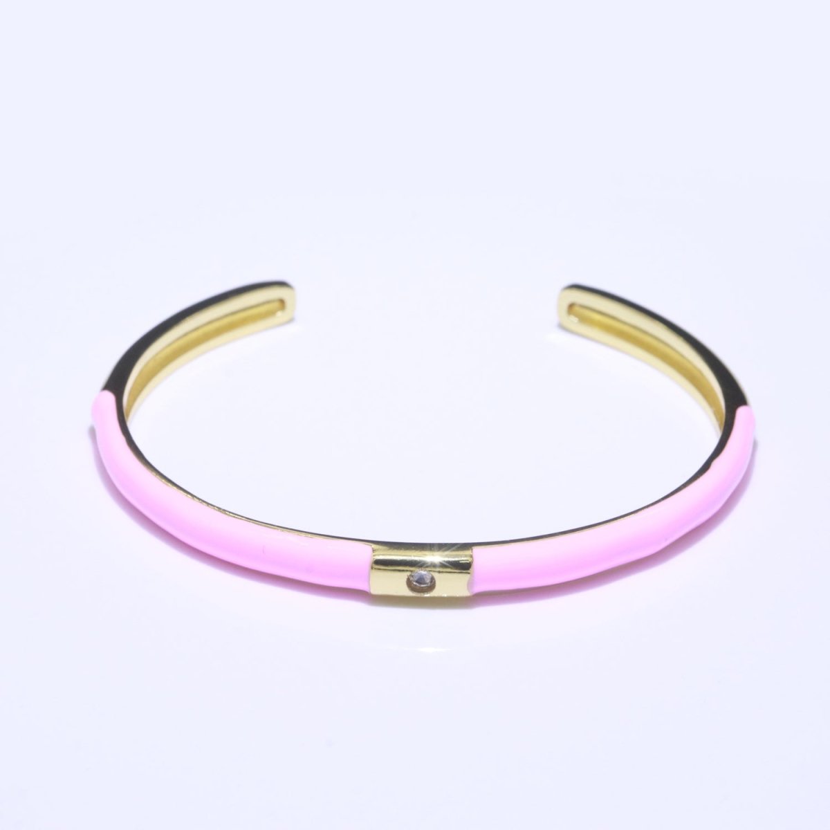Colorful Enamel Stackable Bangle Bracelet, 14K Gold Filled CZ Enamel Bangle Fashion Jewelry | WA-094 to WA-103 Clearance Pricing - DLUXCA