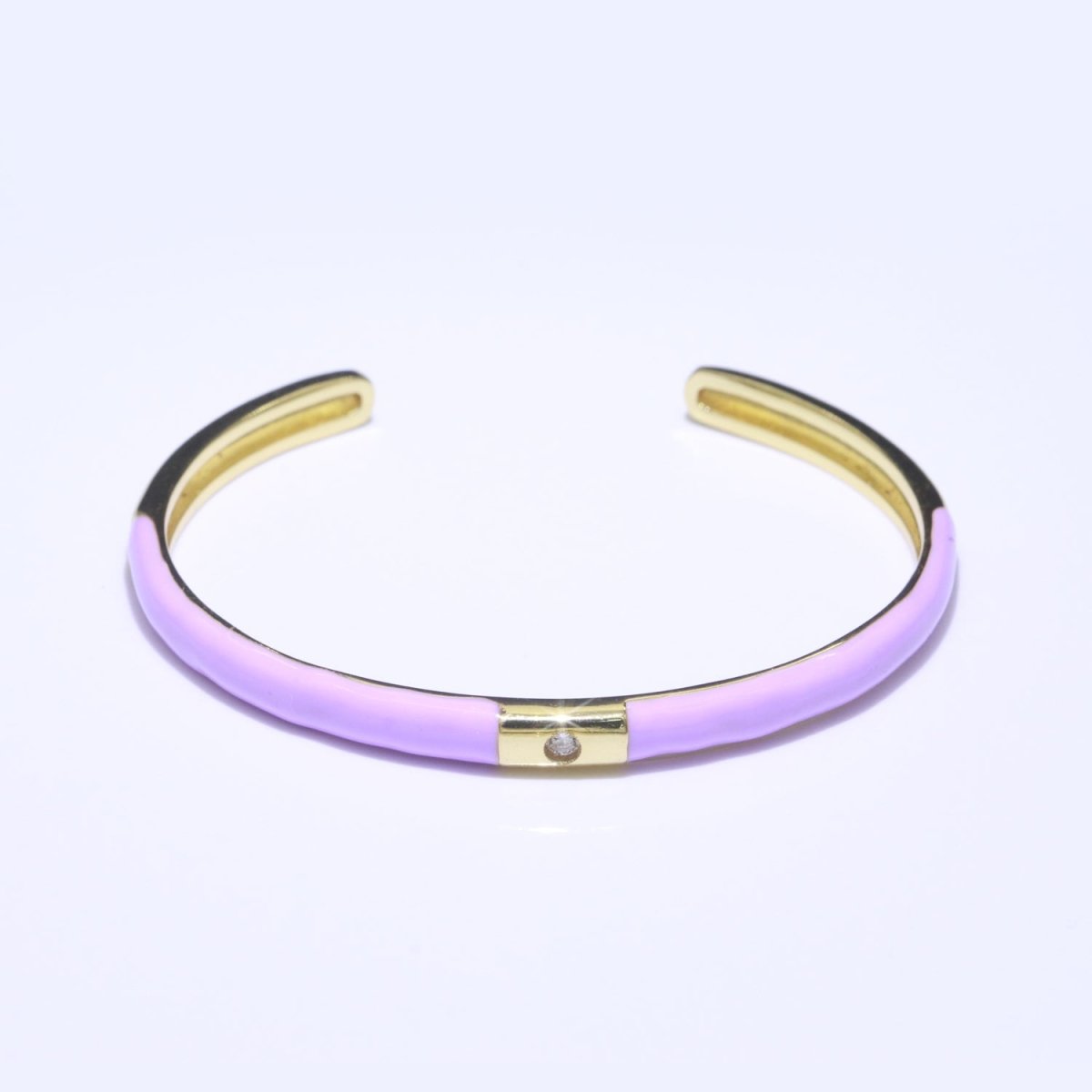 Colorful Enamel Stackable Bangle Bracelet, 14K Gold Filled CZ Enamel Bangle Fashion Jewelry | WA-094 to WA-103 Clearance Pricing - DLUXCA