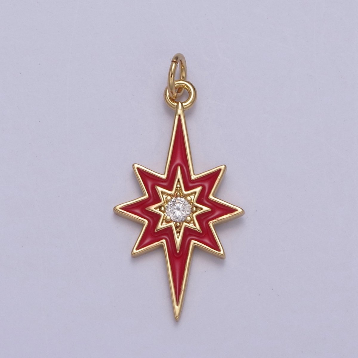 Colorful Enamel Star Charm 8 Point Star Starburst North Star Pendant - Gold Filled Statement Celestial Charm Pendant N-729 - N-735 - DLUXCA