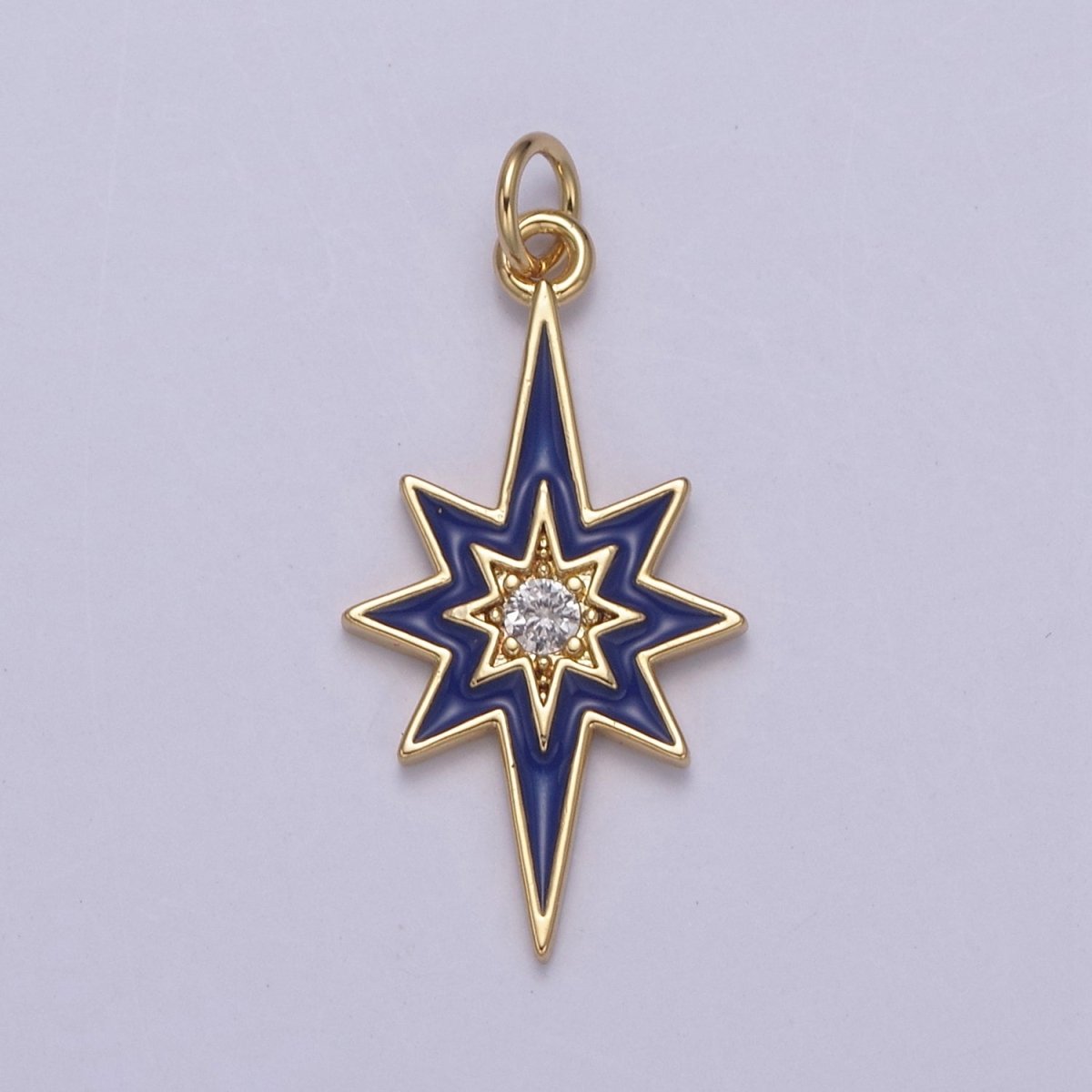 Colorful Enamel Star Charm 8 Point Star Starburst North Star Pendant - Gold Filled Statement Celestial Charm Pendant N-729 - N-735 - DLUXCA