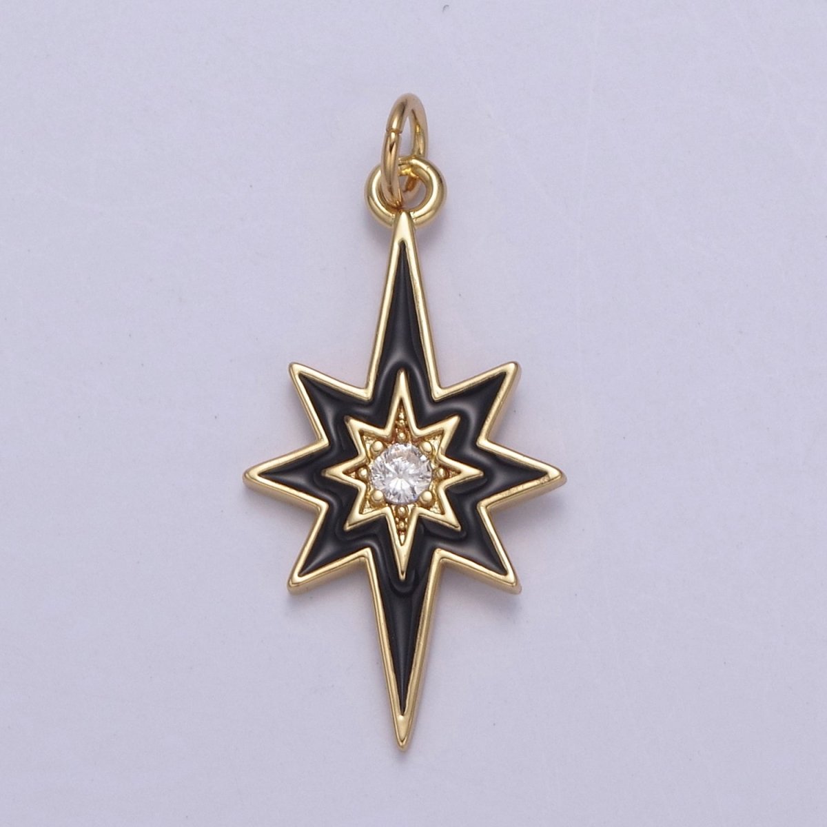 Colorful Enamel Star Charm 8 Point Star Starburst North Star Pendant - Gold Filled Statement Celestial Charm Pendant N-729 - N-735 - DLUXCA