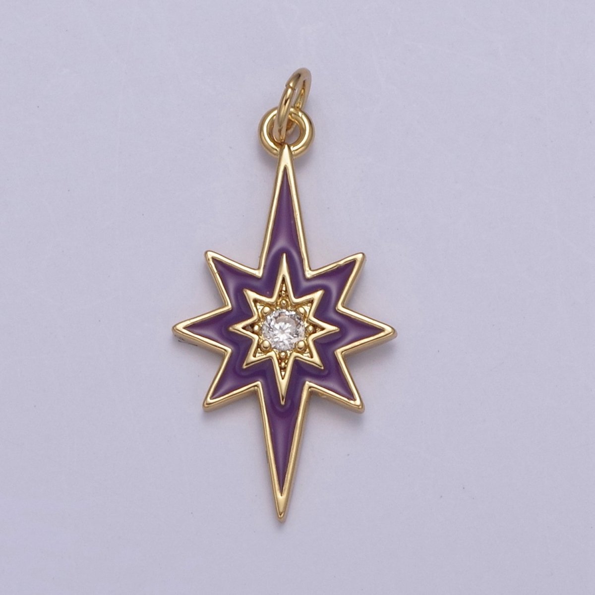 Colorful Enamel Star Charm 8 Point Star Starburst North Star Pendant - Gold Filled Statement Celestial Charm Pendant N-729 - N-735 - DLUXCA