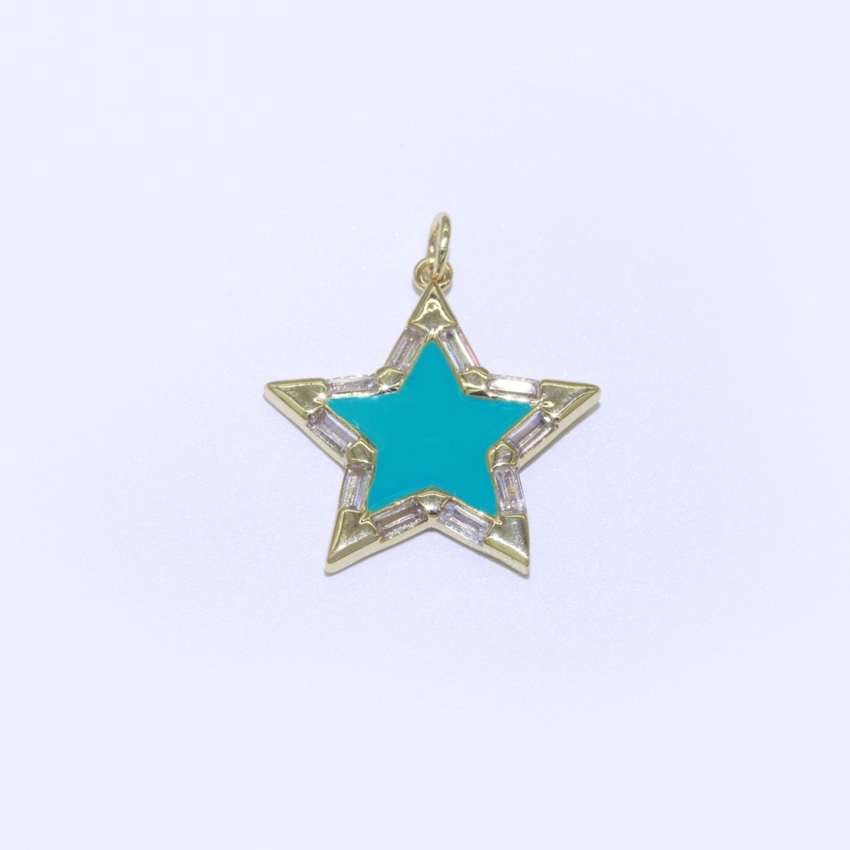 Colorful Enamel Star Charm Pendant, Red Yellow Pink Green Blue Enamel Cubic Pendant, 14K gold Filled Celestial Jewelry Making Supply M-325-M-335 - DLUXCA