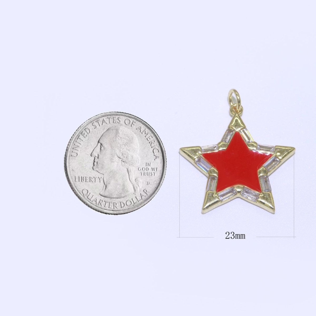 Colorful Enamel Star Charm Pendant, Red Yellow Pink Green Blue Enamel Cubic Pendant, 14K gold Filled Celestial Jewelry Making Supply M-325-M-335 - DLUXCA