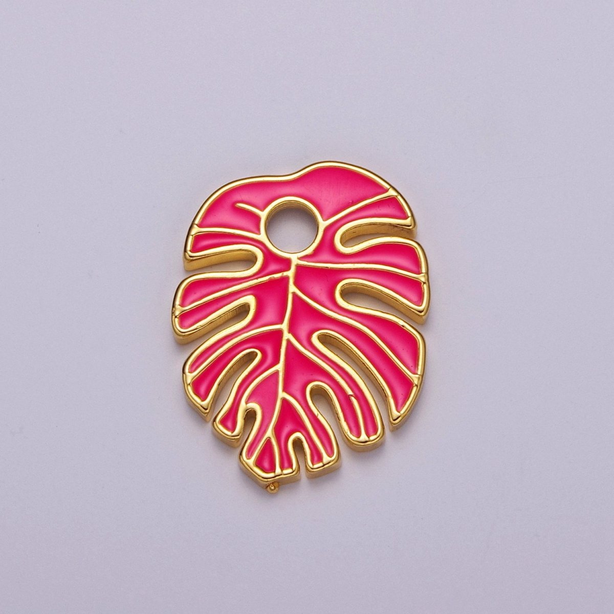 Colorful Enamel Tropical Monstera Leaf Plant Charm Necklace Bracelet Earring Pendant Gold Filled Leaf Nature Charm Large Leaf Charm M-790 - M-800 - DLUXCA