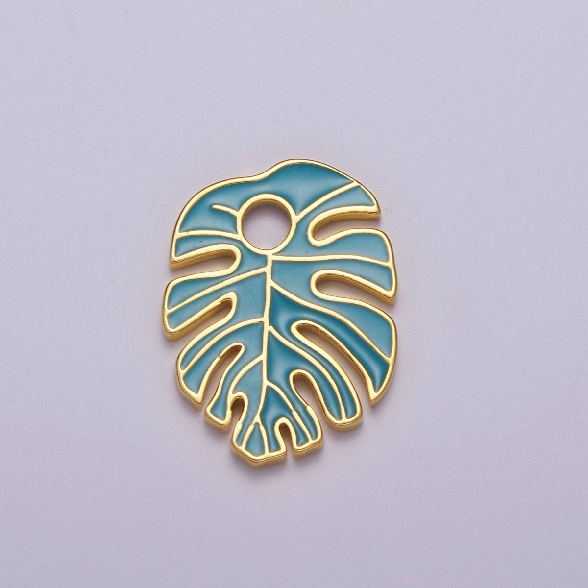 Colorful Enamel Tropical Monstera Leaf Plant Charm Necklace Bracelet Earring Pendant Gold Filled Leaf Nature Charm Large Leaf Charm M-790 - M-800 - DLUXCA