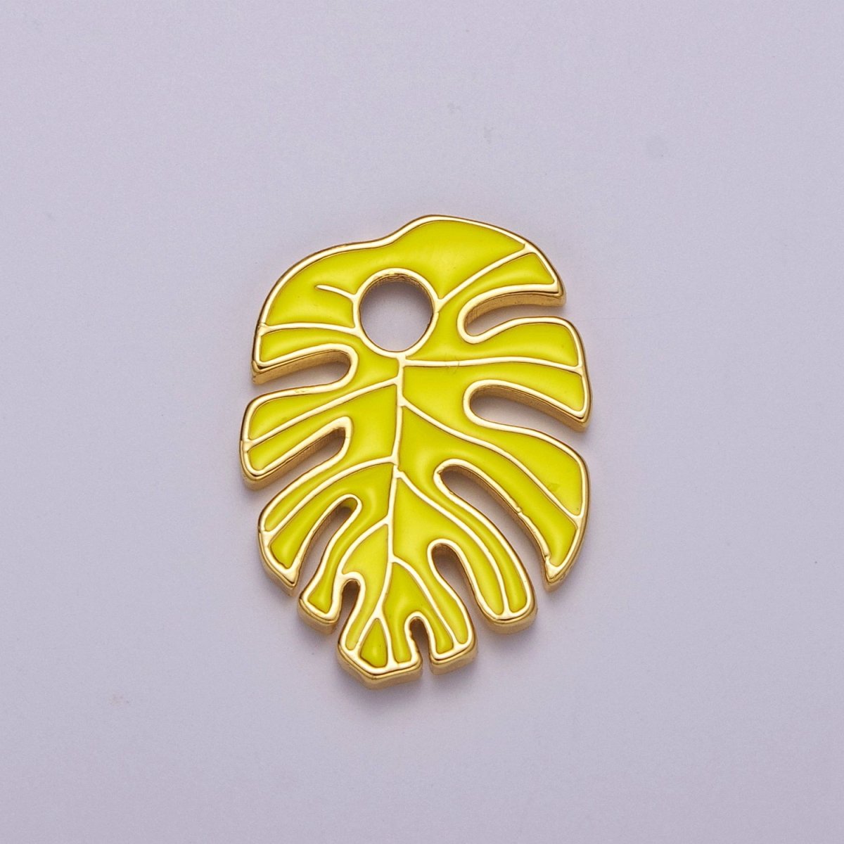 Colorful Enamel Tropical Monstera Leaf Plant Charm Necklace Bracelet Earring Pendant Gold Filled Leaf Nature Charm Large Leaf Charm M-790 - M-800 - DLUXCA