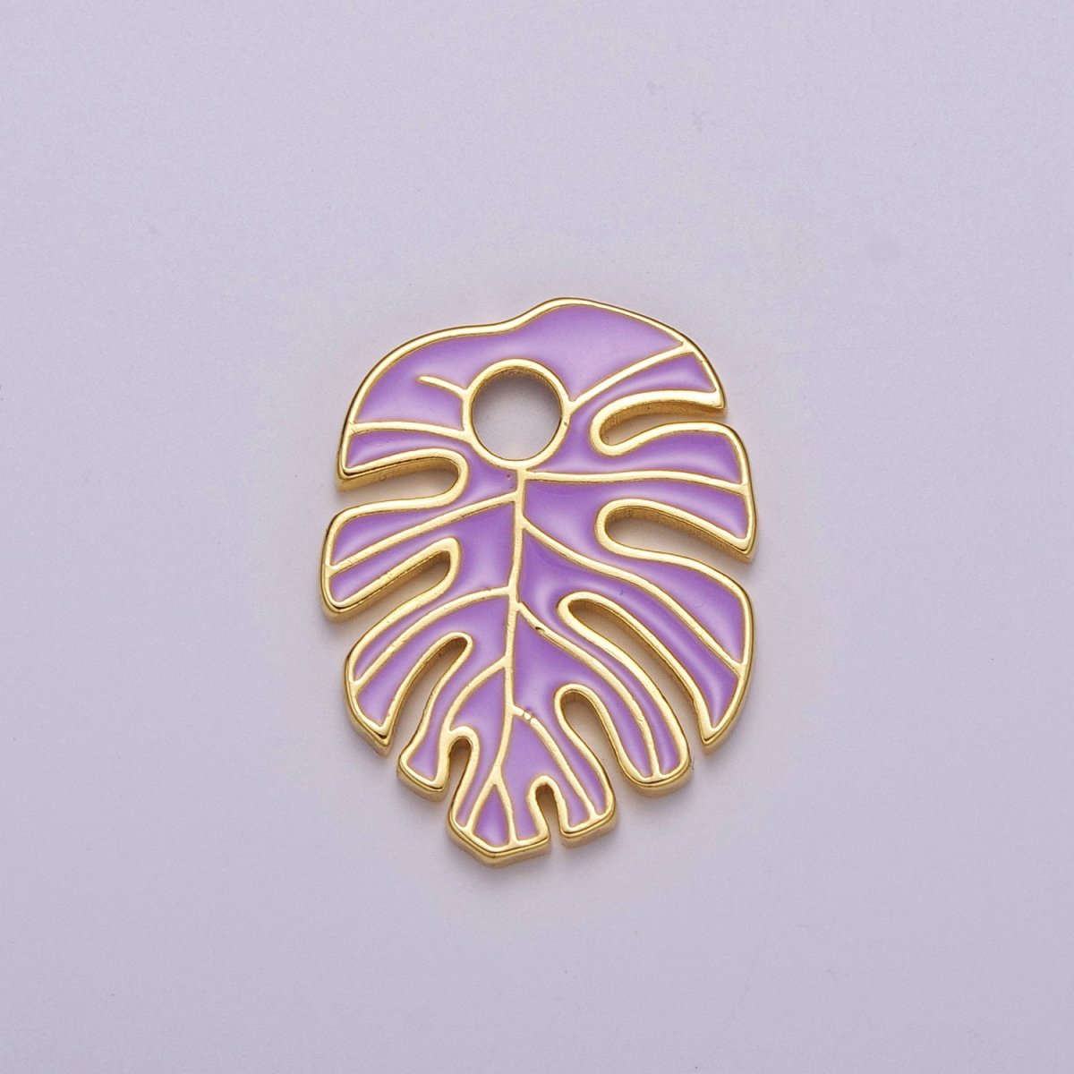 Colorful Enamel Tropical Monstera Leaf Plant Charm Necklace Bracelet Earring Pendant Gold Filled Leaf Nature Charm Large Leaf Charm M-790 - M-800 - DLUXCA