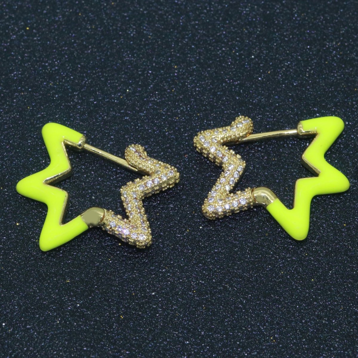 Colorful Hoop Earrings Star Shape Earrings for Women Teen Girls Trendy Y2k Earrings Cute Candy Micro Pave Hoop Earrings for Jewelry Gifts T-102 ~ T-111 - DLUXCA