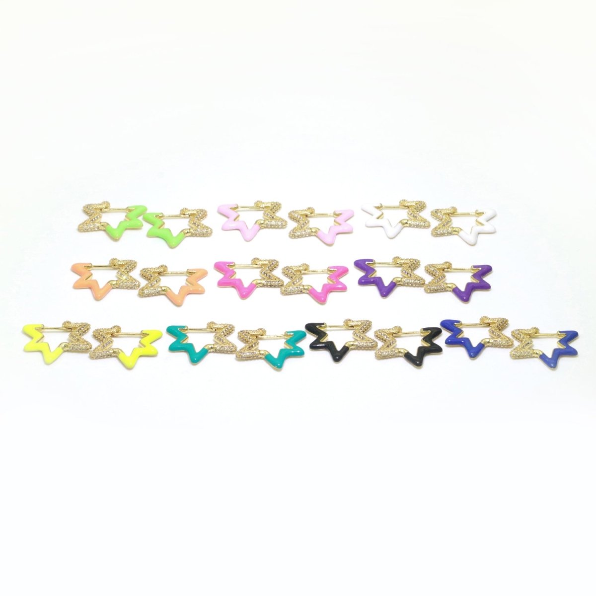 Colorful Hoop Earrings Star Shape Earrings for Women Teen Girls Trendy Y2k Earrings Cute Candy Micro Pave Hoop Earrings for Jewelry Gifts T-102 ~ T-111 - DLUXCA