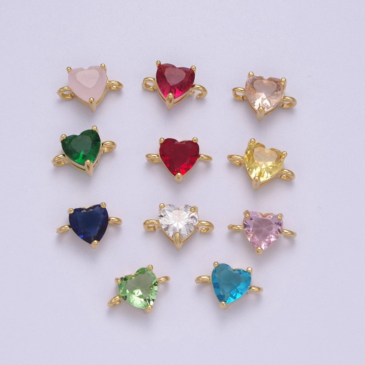 Colorful Little Heart Connectors Charms Mini Valentine Connectors Tiny Heart Charms Jewelry Supplies 10x7mm F-629~F-640 - DLUXCA