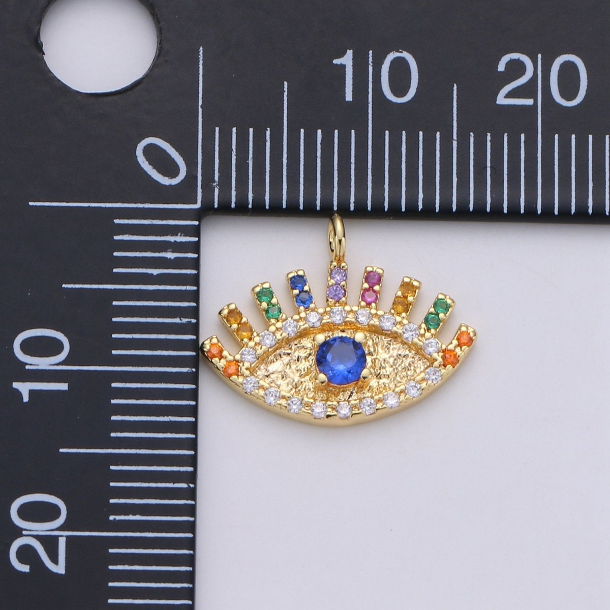 Colorful Micro Pave Evil Eye Charm Cubic Eye Of Ra Necklace Earring Charm in 14k Gold Filled for Good Vibes Protection from bad evil C-861 - DLUXCA