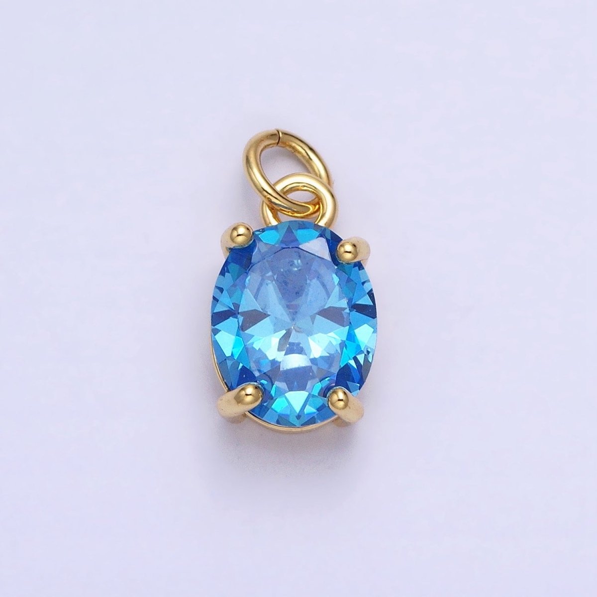 Colorful Oval Shape Cubic Zircon Pendant Charm,CZ Geometric Drop Pendant Charm Wholesale AC458 AC459 AC460 AC461 AC462 AC463 - DLUXCA