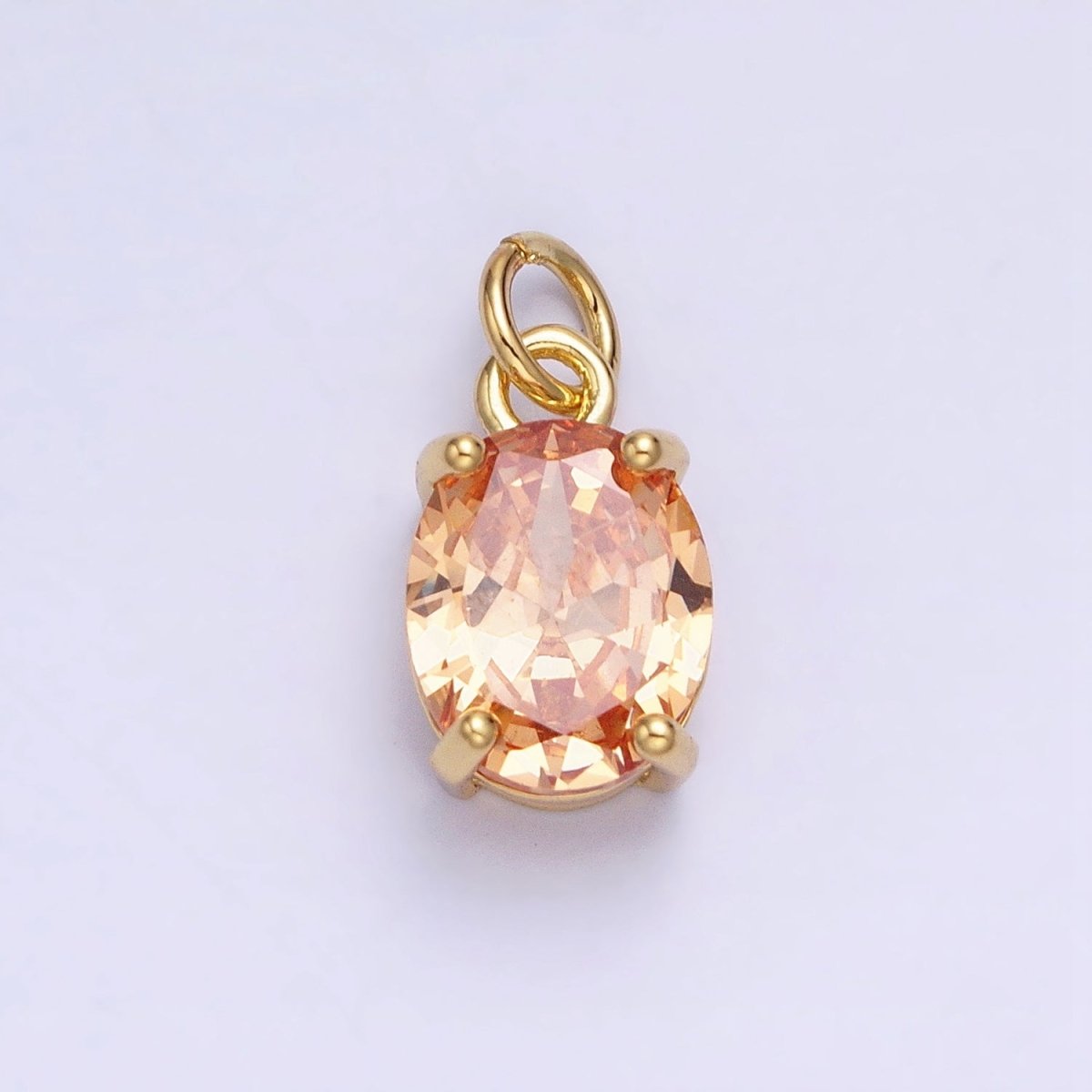 Colorful Oval Shape Cubic Zircon Pendant Charm,CZ Geometric Drop Pendant Charm Wholesale AC458 AC459 AC460 AC461 AC462 AC463 - DLUXCA