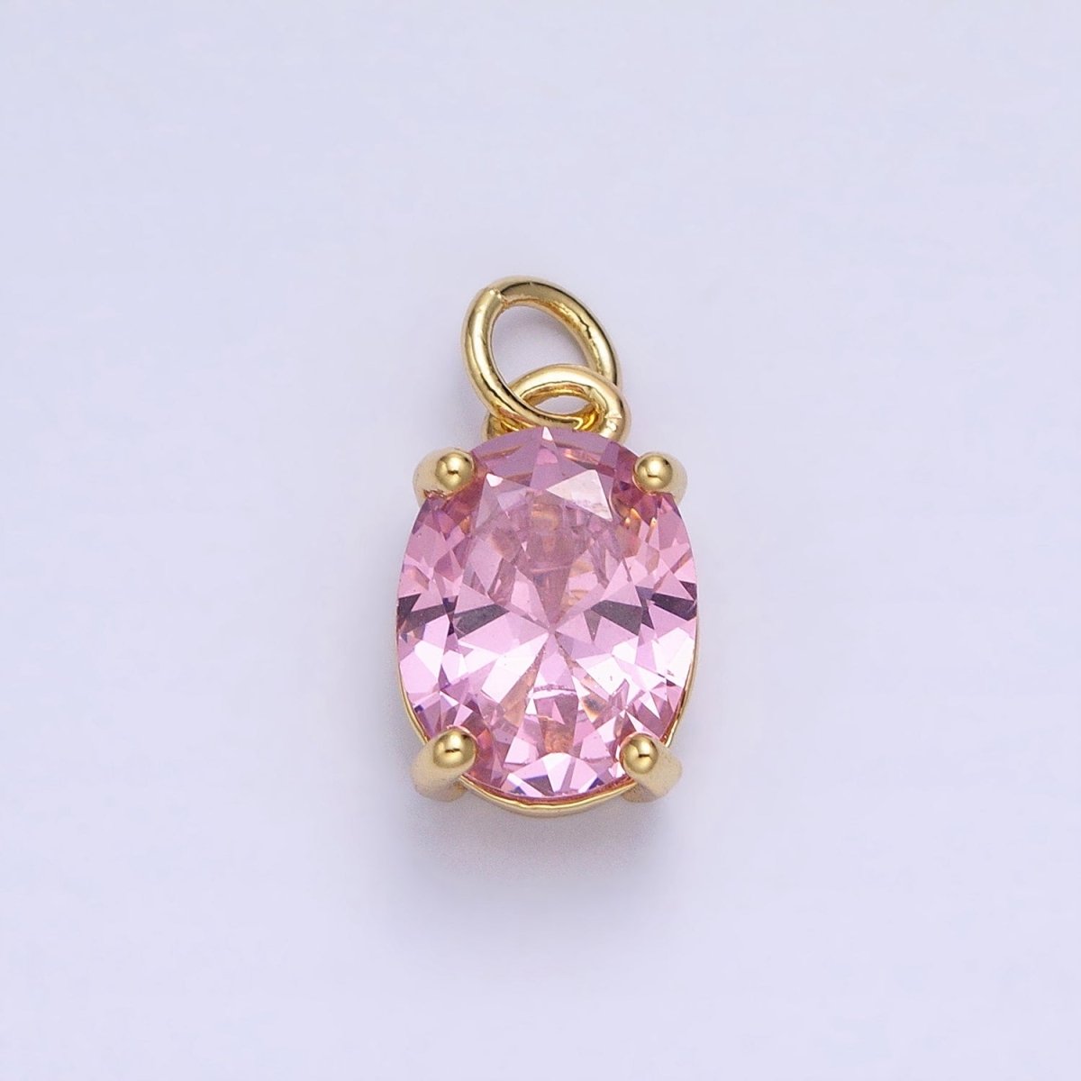 Colorful Oval Shape Cubic Zircon Pendant Charm,CZ Geometric Drop Pendant Charm Wholesale AC458 AC459 AC460 AC461 AC462 AC463 - DLUXCA