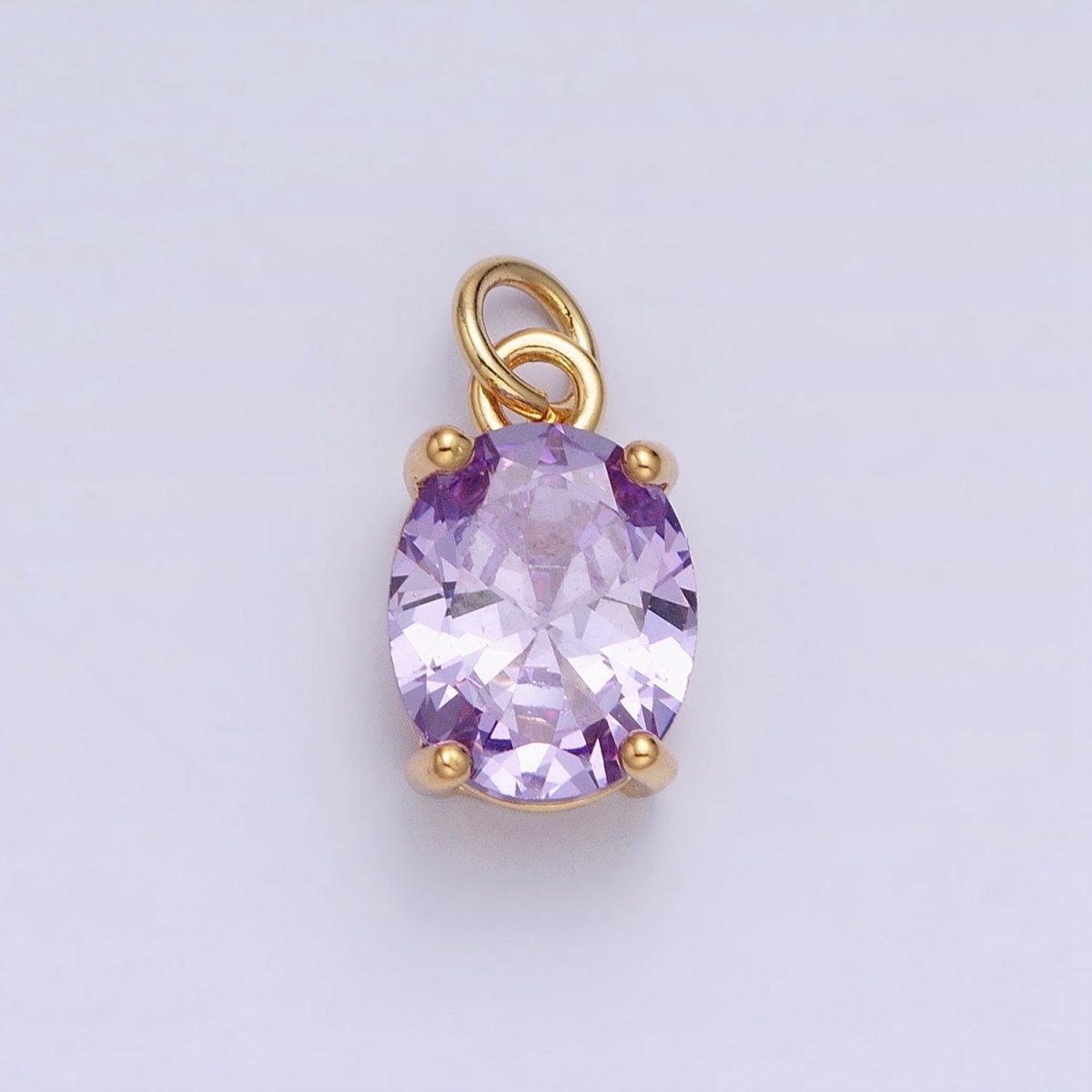 Colorful Oval Shape Cubic Zircon Pendant Charm,CZ Geometric Drop Pendant Charm Wholesale AC458 AC459 AC460 AC461 AC462 AC463 - DLUXCA