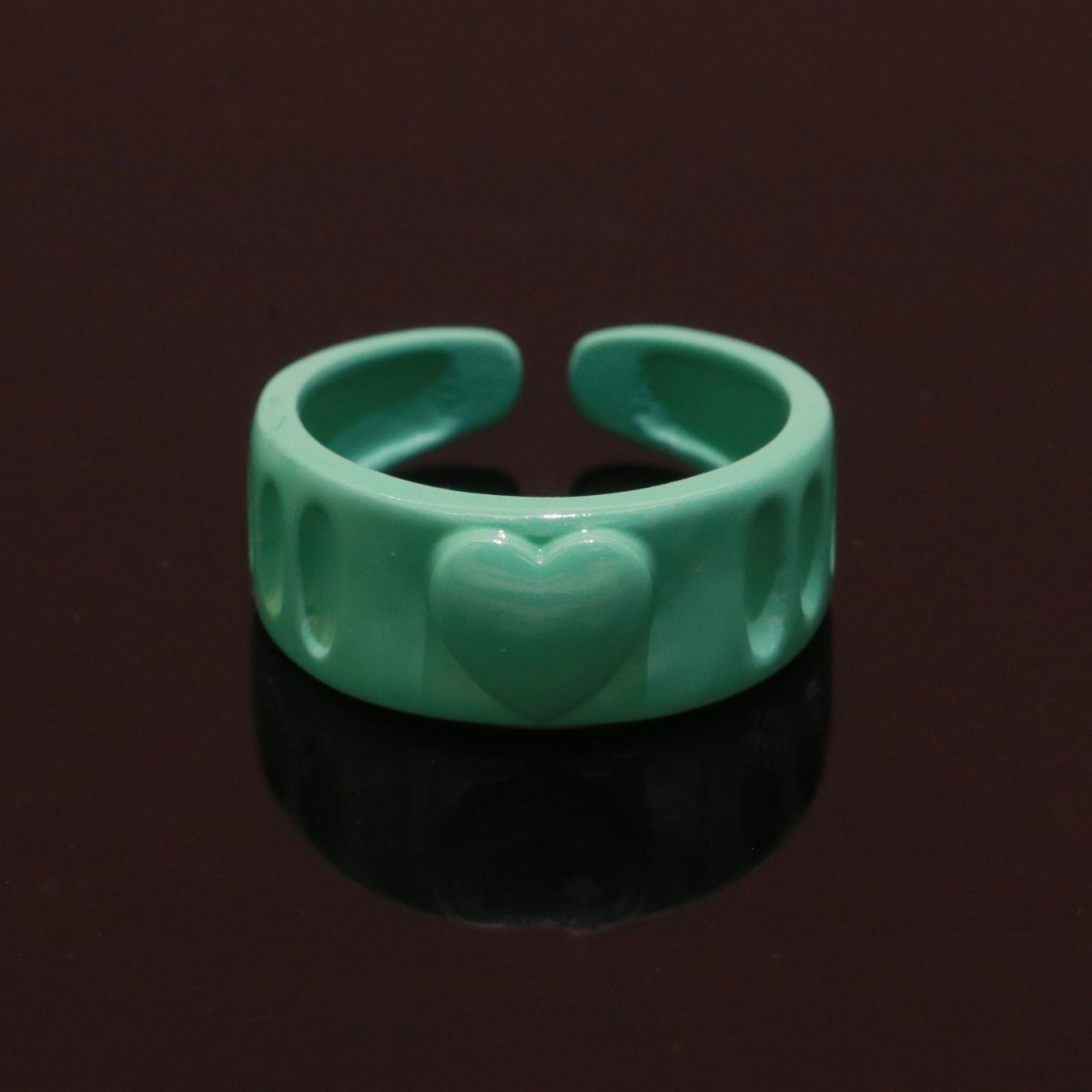 Colorful Resin Enamel Acrylic Ring Chunky Retro Rings Y2k Ring Heart Love Jewelry - DLUXCA
