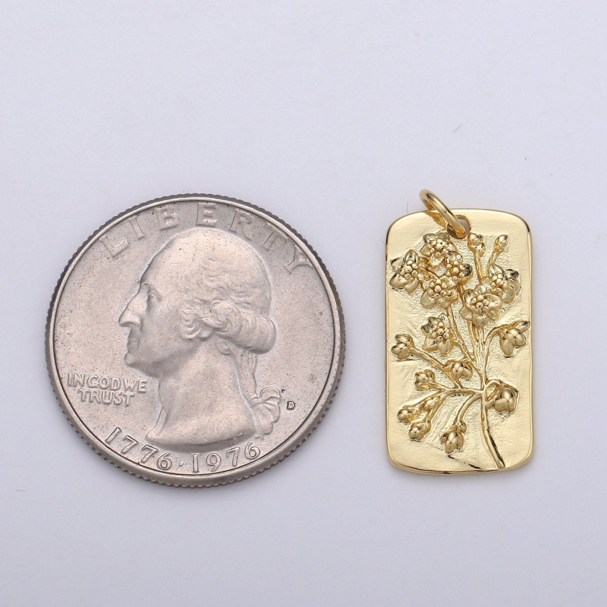 Cotton Blossom Flower Charms, Gold Tag Pendant, Dainty Cotton Charm, Small Wild Flower Charm for Necklace Floral Flower Tag Jewelry D-769 - DLUXCA