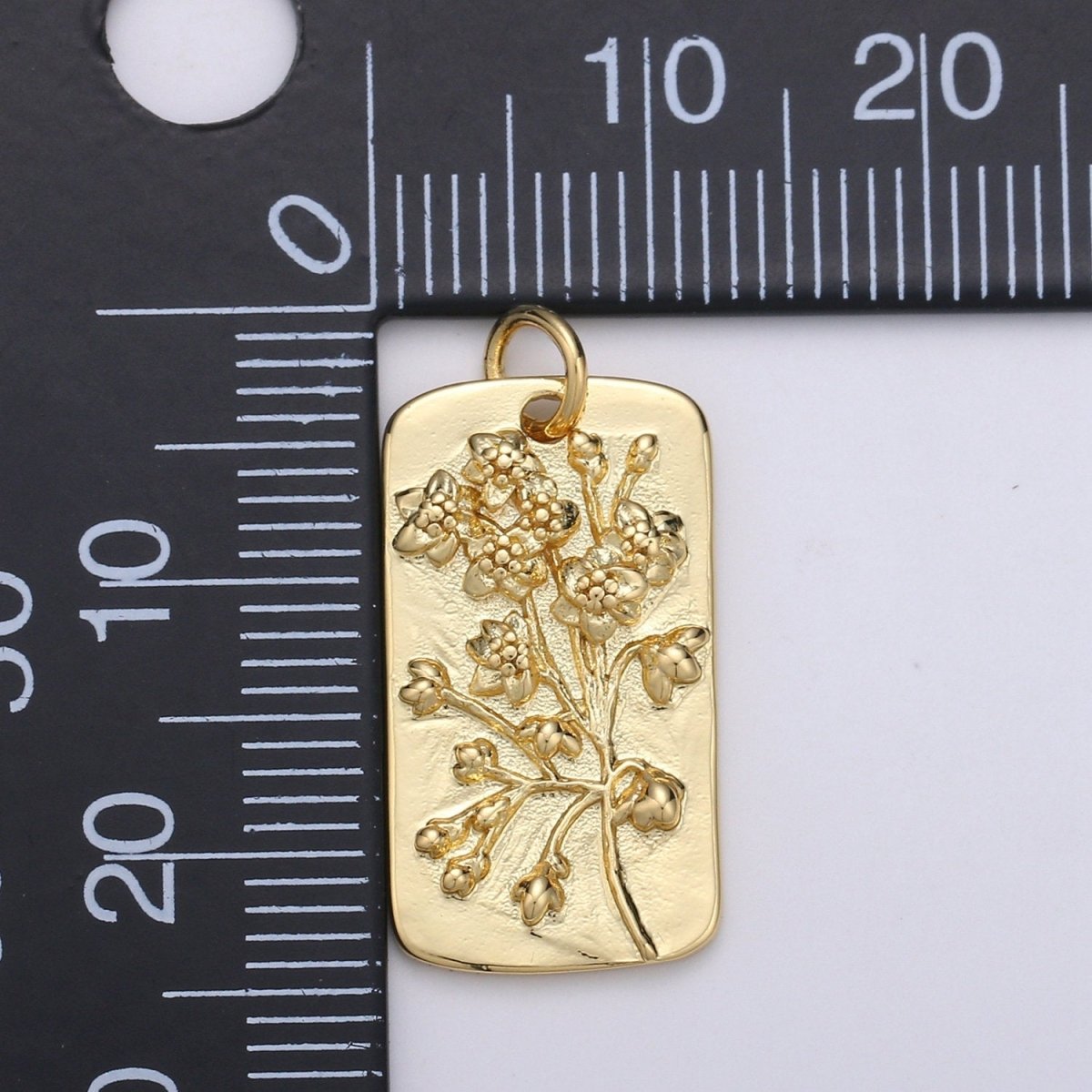 Cotton Blossom Flower Charms, Gold Tag Pendant, Dainty Cotton Charm, Small Wild Flower Charm for Necklace Floral Flower Tag Jewelry D-769 - DLUXCA