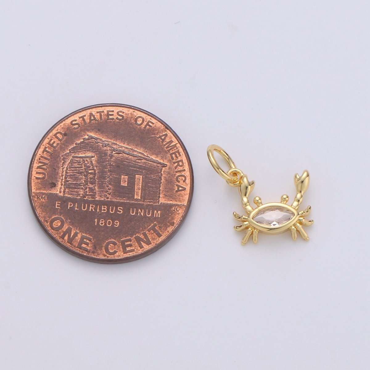Crab 24K Gold Filled Tiny Charms, Gold Filled Crabby Charm, Gold Beach Charm, Silver Crab charm CZ Under the sea Jewelry Inspired | D-553 D-554 - DLUXCA