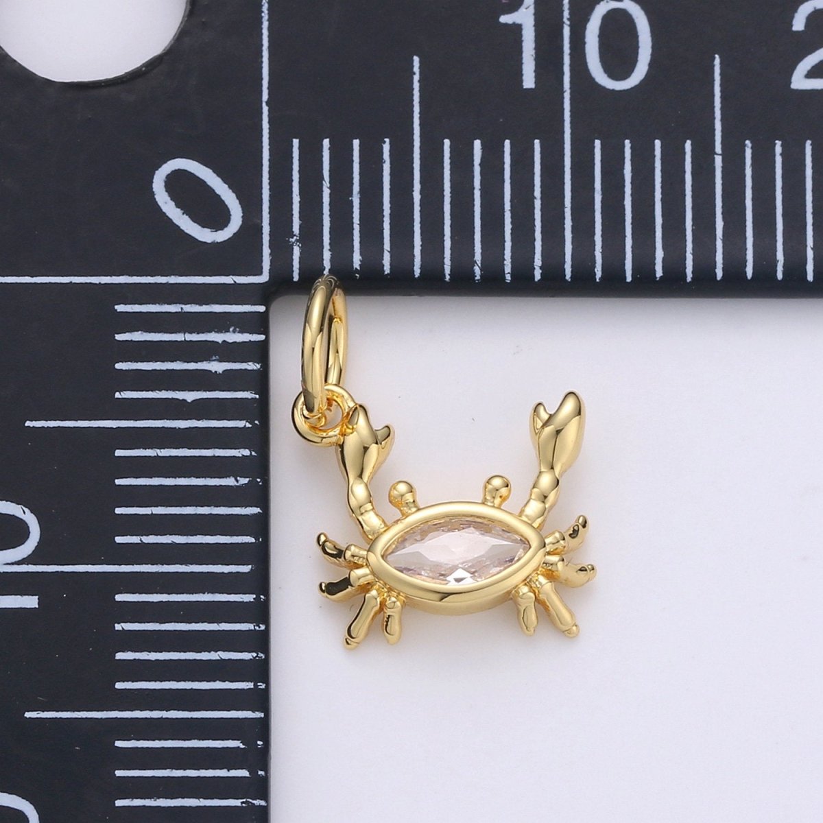 Crab 24K Gold Filled Tiny Charms, Gold Filled Crabby Charm, Gold Beach Charm, Silver Crab charm CZ Under the sea Jewelry Inspired | D-553 D-554 - DLUXCA