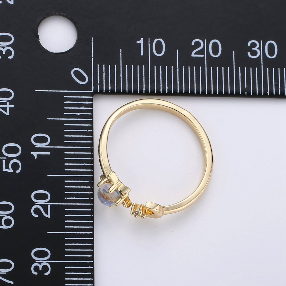 Crescent Moon Ring, Dainty Moon Ring, Adjustable Ring, Minimalist Moon Ring, Minimalist Ring, Gold Open Ring, Celestial Jewelry | R-087 - DLUXCA