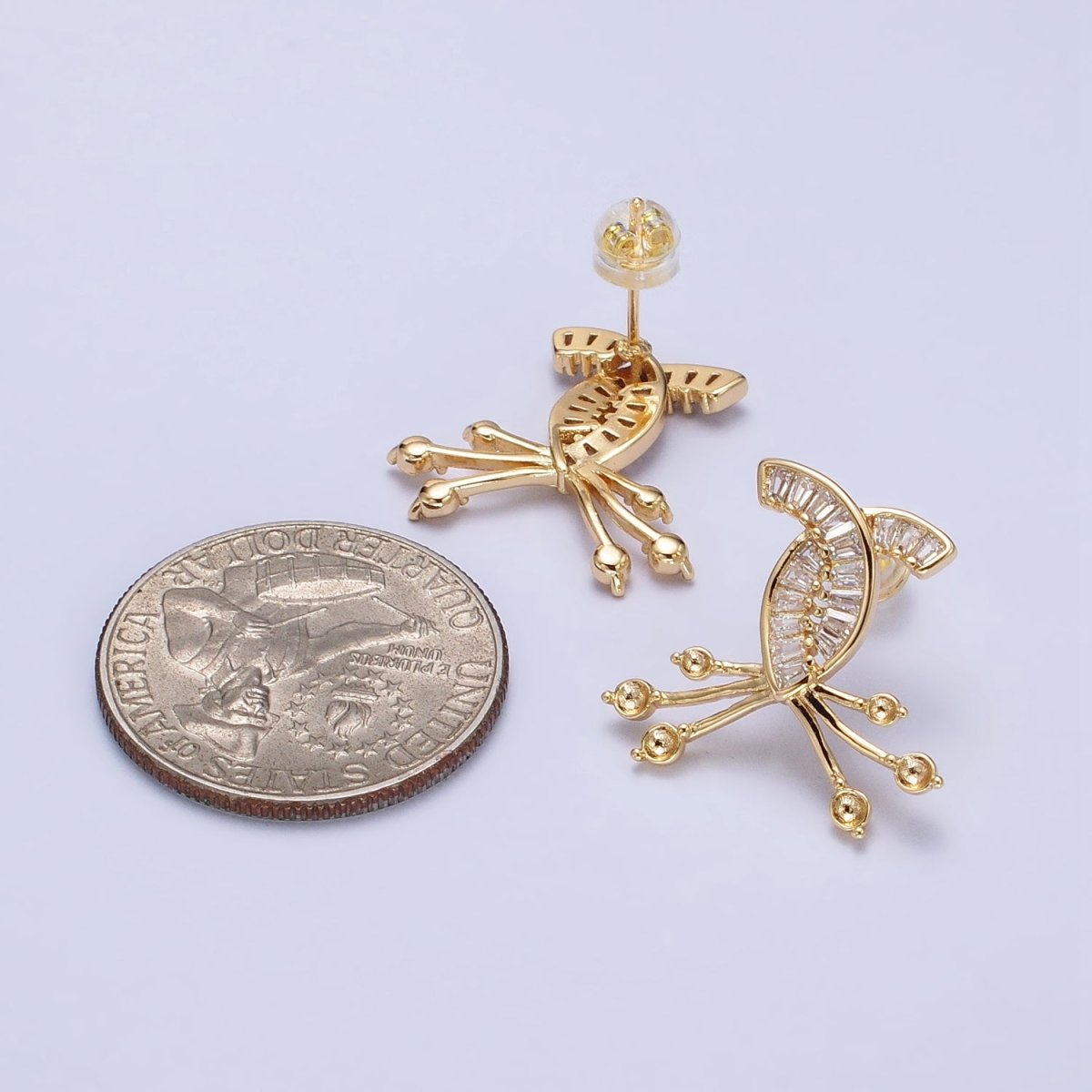 Criss Cross Stud Earring Gold Silver Baguette Earring CZ Stone AB483 AB491 - DLUXCA