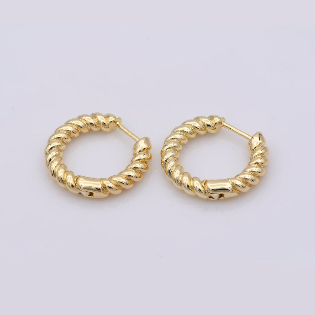 Croissant Earring - Chunky Twist Hoop Earring Gold - 14K Gold Fill Hoop - Oval Gold Hoop - Gold Fill Chunky Hoop - Twisted Earrings - Gift AE-802 - DLUXCA