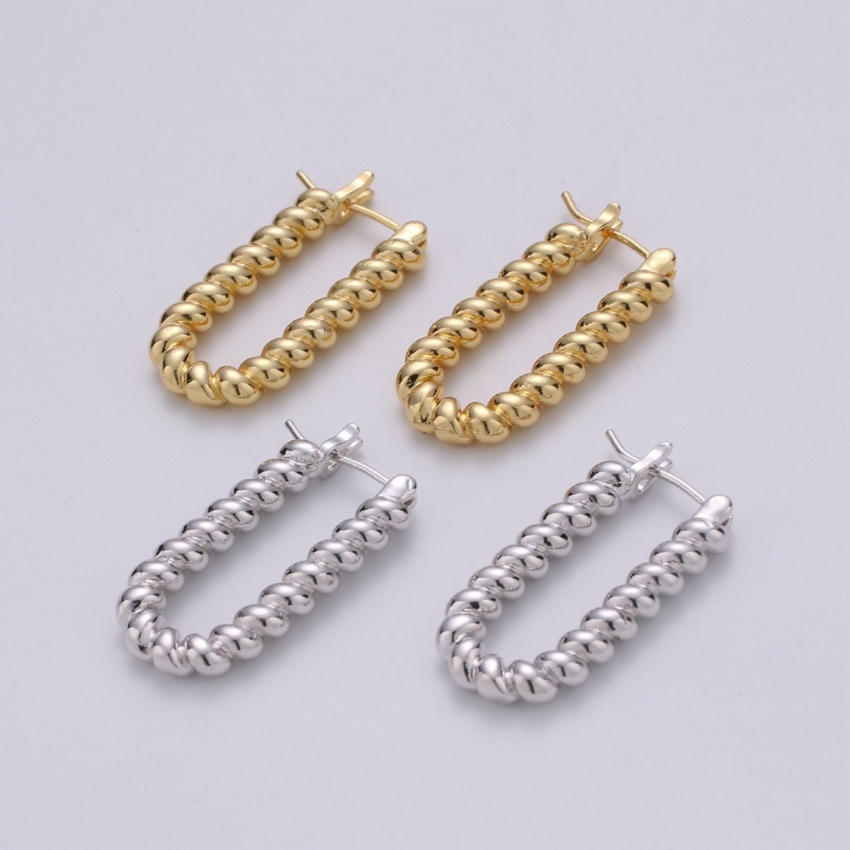 Croissant Earrings, Thick Gold Hoops,Twisted Curved Hoop, Gold Twisted Hoop Earring, Thick Hoop Earring, Gold Chunky Hoop, Thick Gold Hoop Q-150 Y-042 - DLUXCA