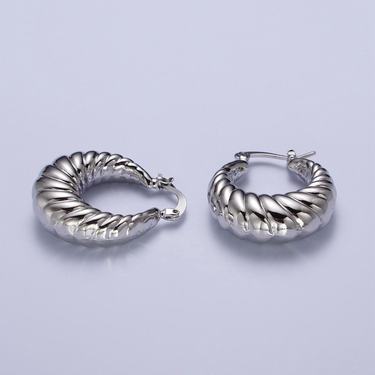 Croissant Twisted Braided Hoop Latch Earrings in Gold & Silver | Y-080 Y-081 - DLUXCA