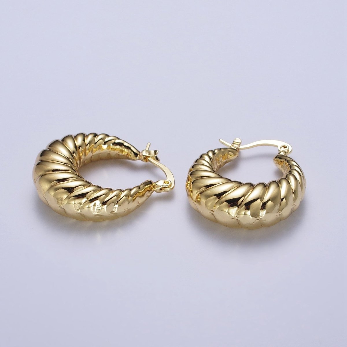 Croissant Twisted Braided Hoop Latch Earrings in Gold & Silver | Y-080 Y-081 - DLUXCA