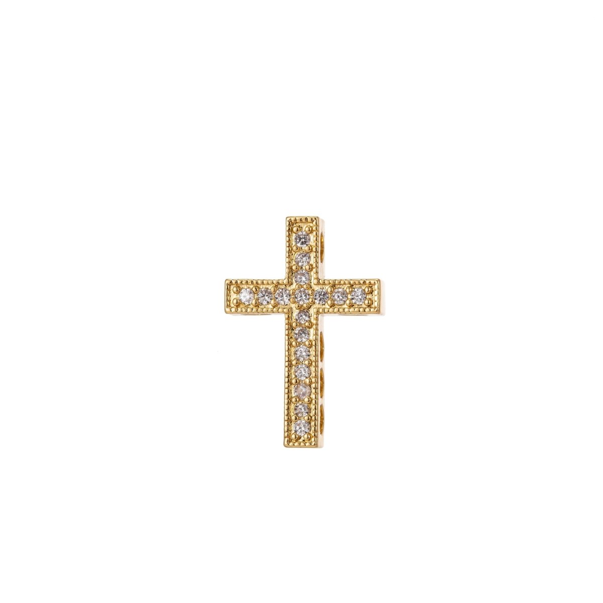 Cross Micro Pave CZ 14K Gold Filled Bead, Good For Earring, Necklace, and bracelet, vertically or horizontally design charm, Gun Metal Plated B-201 - DLUXCA