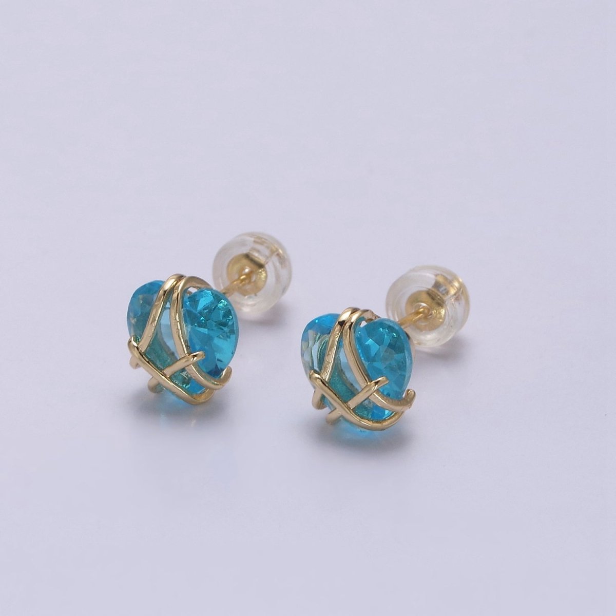 Crystal Heart Cubic Zirconia Wire Wrap Dainty Valentine Stud